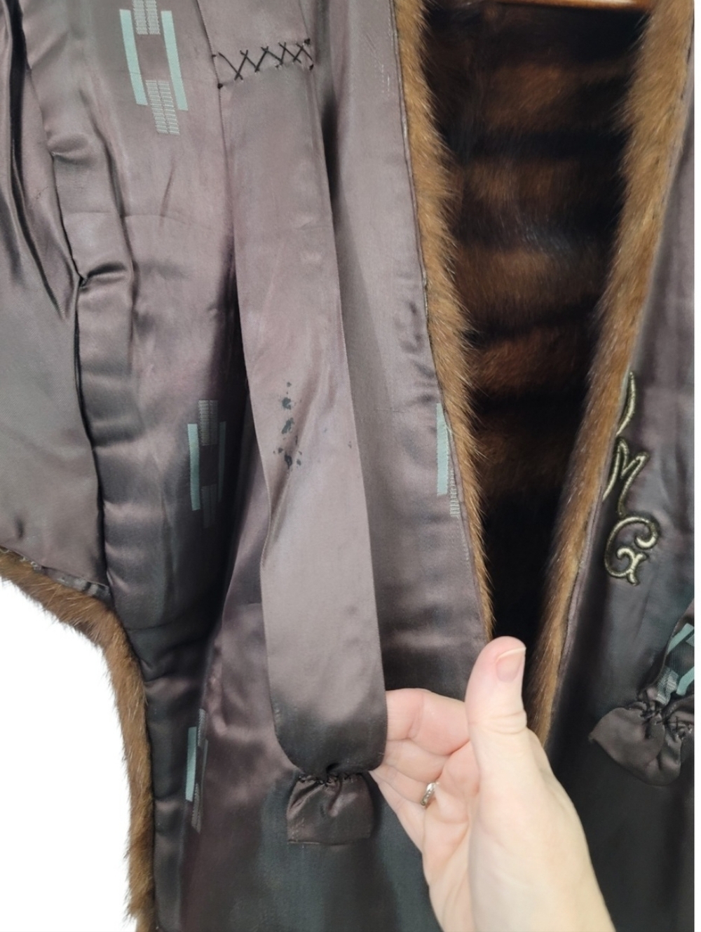 Vintage 50s Royal Furs Brown Mink Fur Stole Cross Front Capelet Shoulder Wrap - Picture 10 of 16